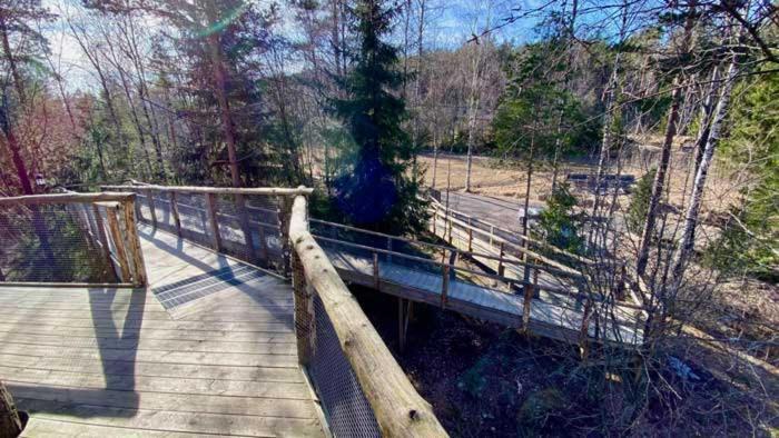 Tretopphytter Pa Grensen - Beverhytta Med Robat Og Gjeddefiske Halden Exterior foto